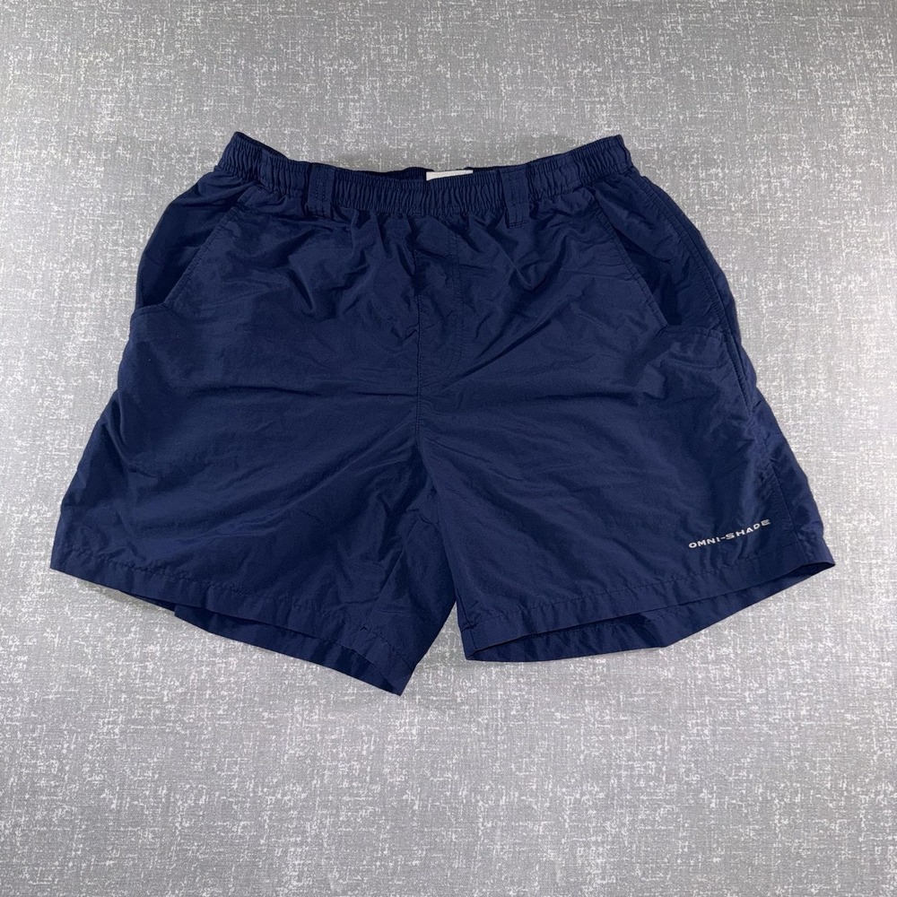 Columbia PFG Swim Shorts Mens Small Blue Omni-Shade Mesh Lined UV Trunks 6in